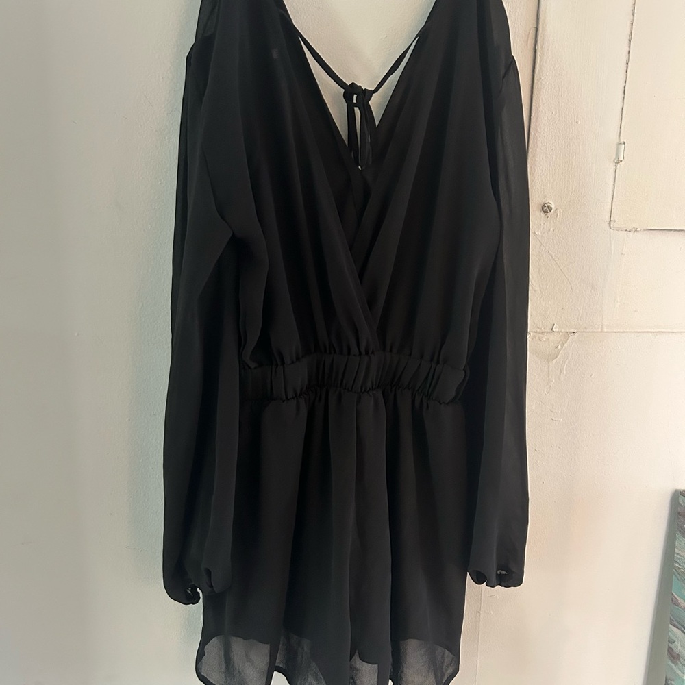 Fashion Nova Black Long Sleeve Romper